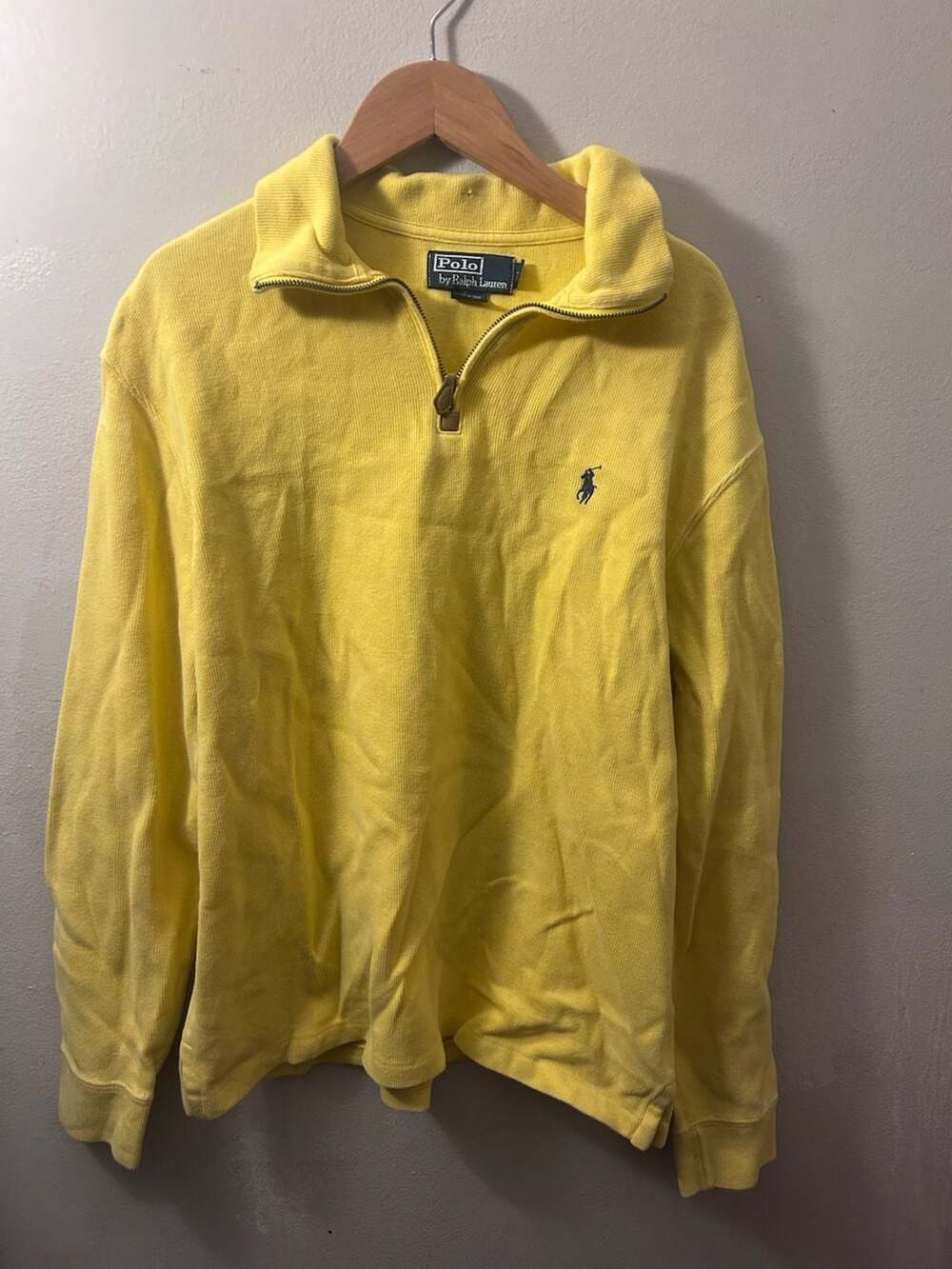 Polo by Ralph Lauren Yellow Quarter Zip Pullover Sweater